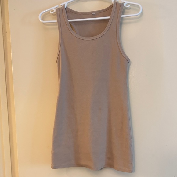 30 Tummy tucker Tops - 30 Tummy Tucker Classic Tan Sleeveless Racerback Thick Tank Top, L, Made in USA